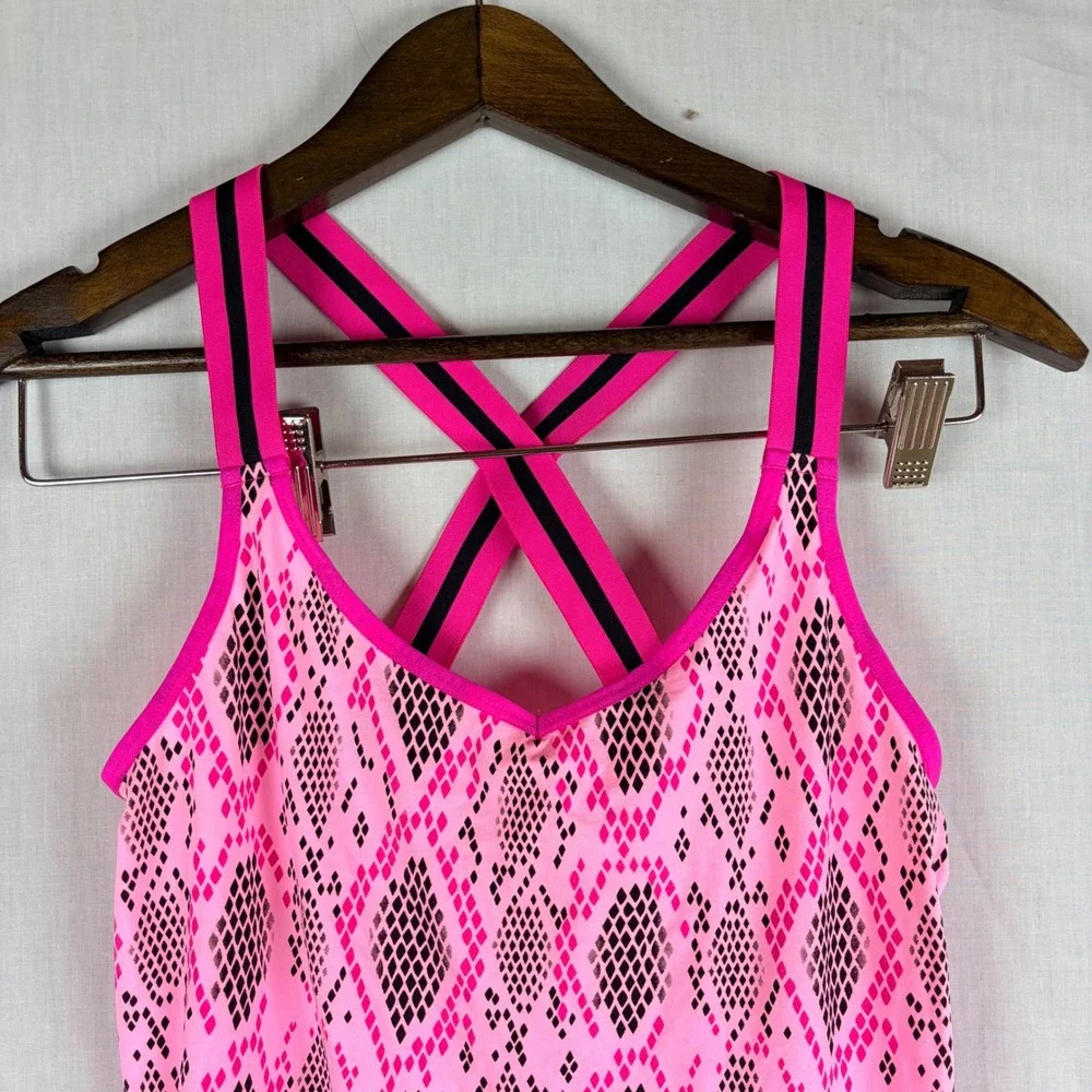 No‎ Boundaries Pink Snakeskin Activewear Tank Top and Boy Short Set Large 12-14